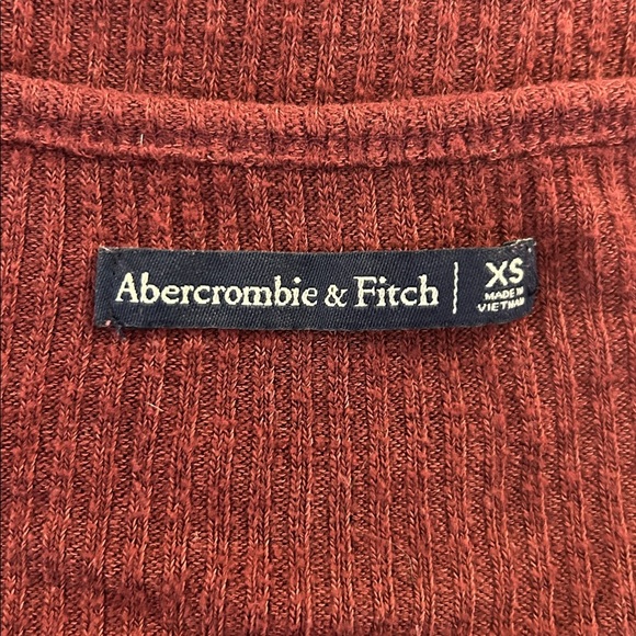Abercrombie & Fitch Y2K 90's Burgundy Ribbed Lettuce Trim Crop Top Size XS - Picture 6 of 7